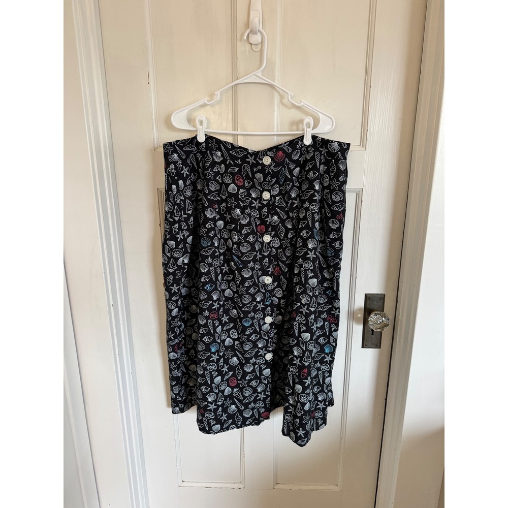 NWT ModCloth black seashell print linen skirt size 22W
